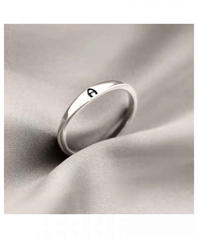 Initial Rings for Women Girls Non Tarnish 14K Silver Plated Cute Stackable Initial Letter Ring Dainty Thin Capital A-Z Thumb ...