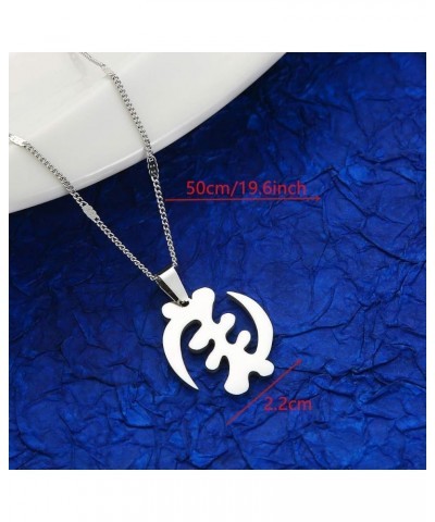 Stainless Steel African Symbol Pendant Necklace Trendy Adinkra Gye Nyame Ethnic Jewelry Silver $7.56 Necklaces