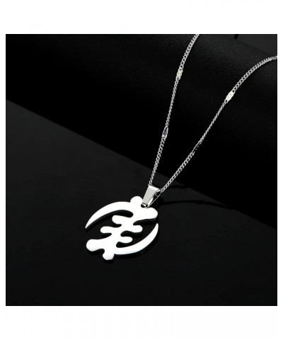 Stainless Steel African Symbol Pendant Necklace Trendy Adinkra Gye Nyame Ethnic Jewelry Silver $7.56 Necklaces