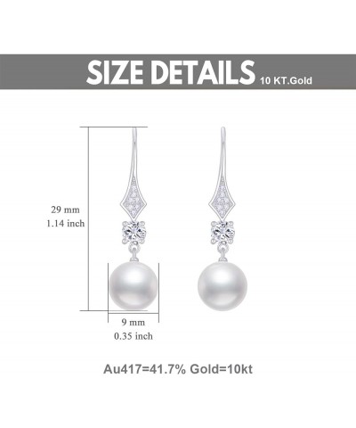 10k Gold Created Moissanite and Freshwater Cultured Pearl Dangle Earrings for Women, Fine Jewelry Gifts for Her White Gold $6...