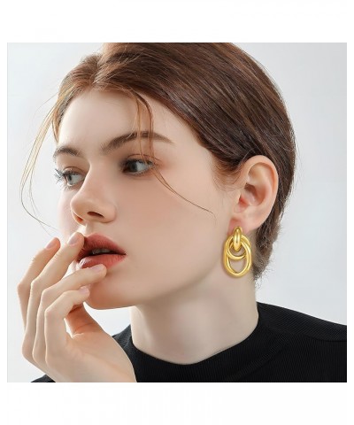 Gold Geometric Earrings Chunky Knot Statement Earrings for Women Twisted Dangle Drop Trendy Stud Earring Fashion Jewelry Gift...