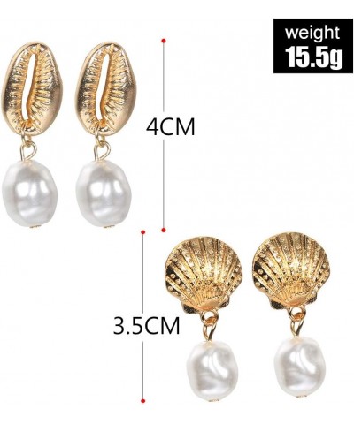 Seashell Conch Earrings Bohemi Shell Starfish Summer Beach Earrings Women Girls Ocean Conch Earrings set 4pcs $7.64 Earrings