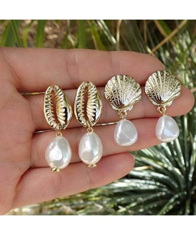 Seashell Conch Earrings Bohemi Shell Starfish Summer Beach Earrings Women Girls Ocean Conch Earrings set 4pcs $7.64 Earrings