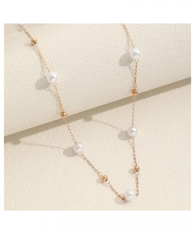 Pearl Choker Necklace Gold Bead Chain Necklace Pearl Beaded Necklaces for Women White Pearl Beaded Necklace for Girls Gifts G...