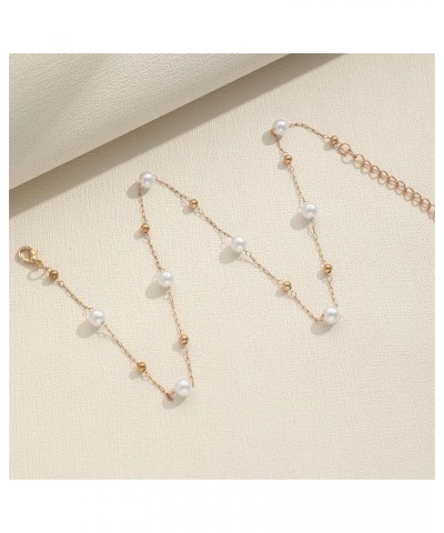 Pearl Choker Necklace Gold Bead Chain Necklace Pearl Beaded Necklaces for Women White Pearl Beaded Necklace for Girls Gifts G...