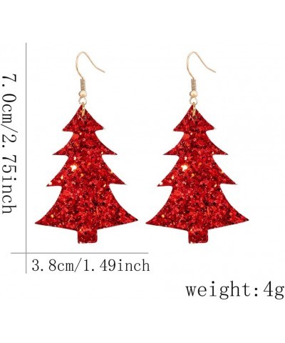 Lightweight Christmas Tree Faux Leather Sequins Dangle Earrings Glitter three-layer splicing sequin PU Earrings for Women Gir...