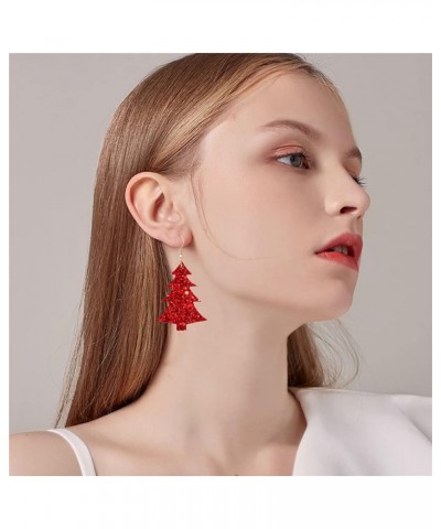 Lightweight Christmas Tree Faux Leather Sequins Dangle Earrings Glitter three-layer splicing sequin PU Earrings for Women Gir...