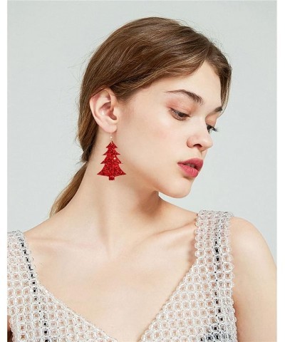 Lightweight Christmas Tree Faux Leather Sequins Dangle Earrings Glitter three-layer splicing sequin PU Earrings for Women Gir...