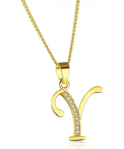 18K Gold Initial Letter Pendant Necklace for Women A-Z Alphabet Cubic Zirconia Personalized Name Necklaces Gift for Her Y $7....