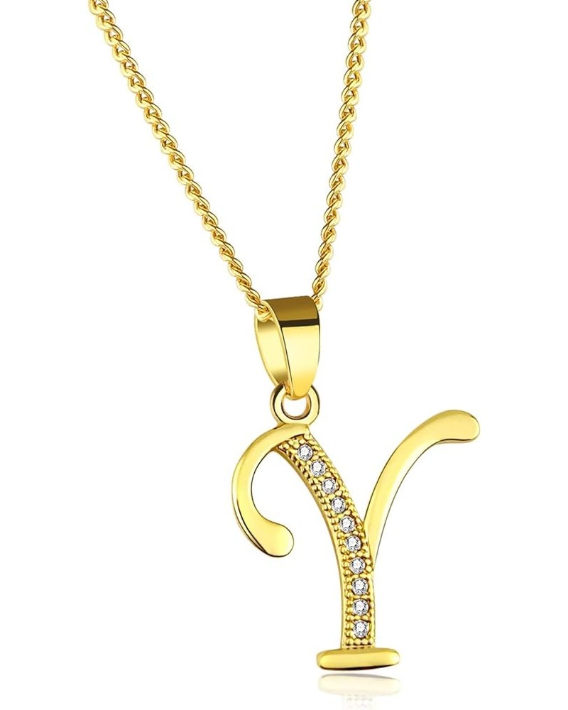 18K Gold Initial Letter Pendant Necklace for Women A-Z Alphabet Cubic Zirconia Personalized Name Necklaces Gift for Her Y $7....