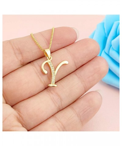 18K Gold Initial Letter Pendant Necklace for Women A-Z Alphabet Cubic Zirconia Personalized Name Necklaces Gift for Her Y $7....