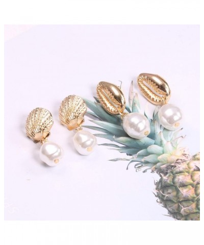 Seashell Conch Earrings Bohemi Shell Starfish Summer Beach Earrings Women Girls Ocean Conch Earrings set 4pcs $7.64 Earrings