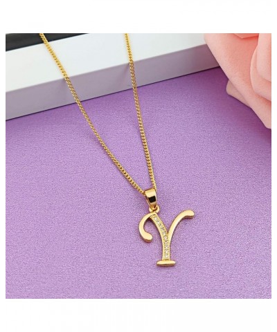 18K Gold Initial Letter Pendant Necklace for Women A-Z Alphabet Cubic Zirconia Personalized Name Necklaces Gift for Her Y $7....