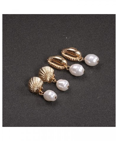 Seashell Conch Earrings Bohemi Shell Starfish Summer Beach Earrings Women Girls Ocean Conch Earrings set 4pcs $7.64 Earrings