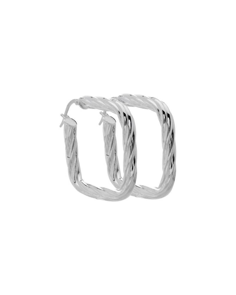 Italian Sterling Silver Twist Cushion Earrings 33mm x 33mm (Length Inches 1.3) $20.00 Earrings