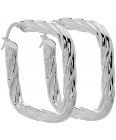 Italian Sterling Silver Twist Cushion Earrings 33mm x 33mm (Length Inches 1.3) $20.00 Earrings