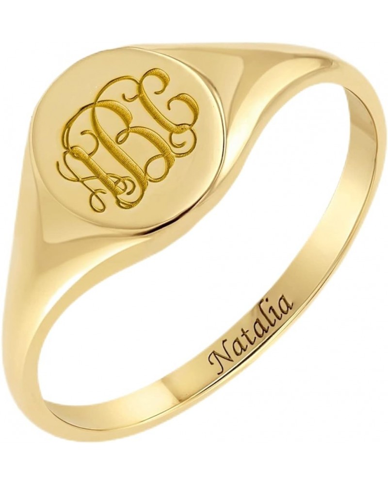 925 Sterling Silver Personalized Monogram Initial Signet Ring for Women Custom Inside Engraving Female Pinky Ring Gold $21.61...