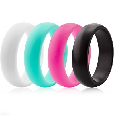 Women Silicone Wedding Bands, Breathable Leaf Cross Pattern Wedding Rings - 4mm Wide Z - Teal, Pink, Black, White 9.5 - 10 (1...