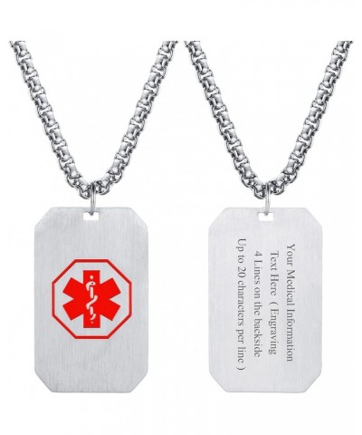 Personalized Medical Alert Necklace | Customized Stainless Steel Emergency Medical ID Dog Tag Pendant Necklace For Mens Women...