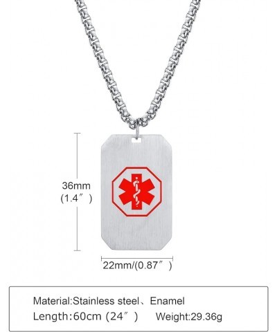 Personalized Medical Alert Necklace | Customized Stainless Steel Emergency Medical ID Dog Tag Pendant Necklace For Mens Women...