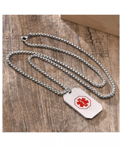 Personalized Medical Alert Necklace | Customized Stainless Steel Emergency Medical ID Dog Tag Pendant Necklace For Mens Women...