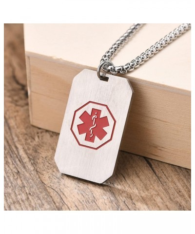 Personalized Medical Alert Necklace | Customized Stainless Steel Emergency Medical ID Dog Tag Pendant Necklace For Mens Women...