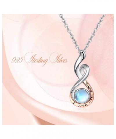 Moonstone Necklace 925 Sterling Silver Teardrop Moonstone Jewelry Infinity Pendant I Love You More Necklace Anniversary Birth...