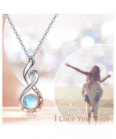 Moonstone Necklace 925 Sterling Silver Teardrop Moonstone Jewelry Infinity Pendant I Love You More Necklace Anniversary Birth...