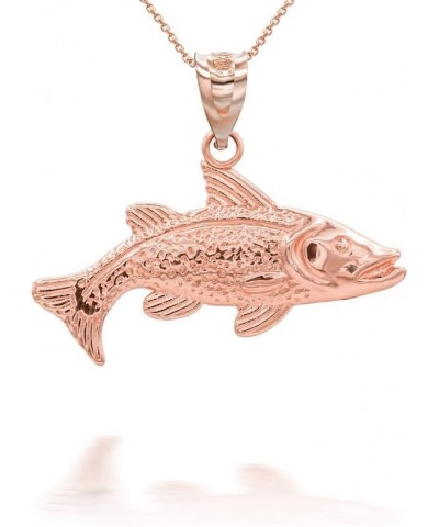 Trout Fish Pendant Necklace With Chain Real Solid 14K Gold 14K Rose Gold 18.0 Inches $115.19 Necklaces