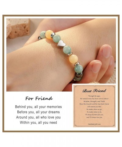 Best Friend Gift for Women, Natural Stone Bracelet with Message Card for Friend Sister Bestie on Valentines Day Birthday Chri...