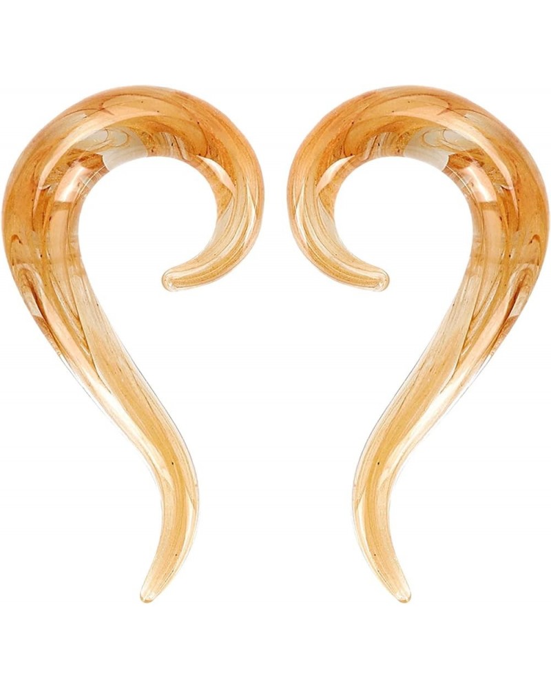 2pcs Glass Ear Tapers Plugs Handmade Hanger Ear Gauges Spiral Snail Ear Stretchers Piercing Jewelry 8g-00g B: Orange 00g(10mm...