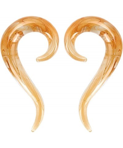 2pcs Glass Ear Tapers Plugs Handmade Hanger Ear Gauges Spiral Snail Ear Stretchers Piercing Jewelry 8g-00g B: Orange 00g(10mm...