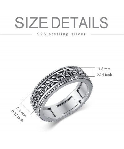 Rose Leaves Ring Jewelry 925 Sterling Silver Rings Spinner Ring for Women men Stress Relief Ring Size 7-8 Size-8 $21.00 Rings