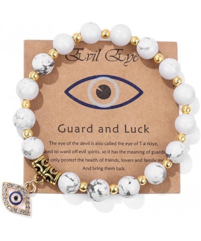 Evil Eye Lucky Bracelet Protection Amulet Natural Stone Beads Evil Eye Charm Bracelets White Turquoise $6.11 Bracelets