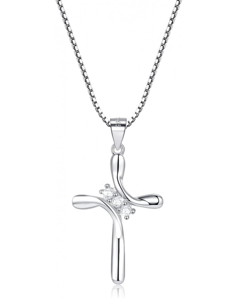 Sterling Silver Cross Pendant Necklace for Women with Cubic Zirconia Box Chain Cross Jewelry Ideal Gift for Women Girls $10.7...