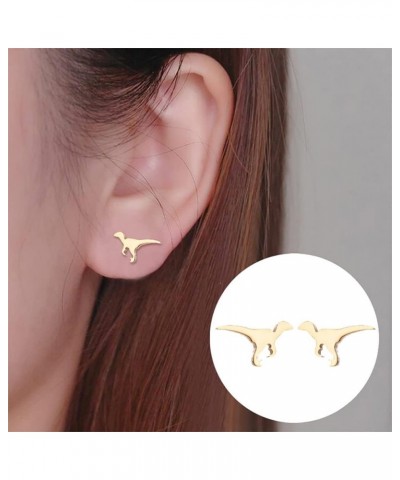 Minimalist Small Dinosaur Stud Earrings for Women Girls Stainless Steel Hypoallergenic Tiny Cute Animal Dragon Cartilage Trag...