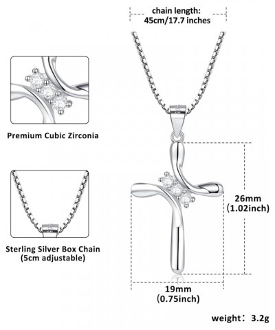 Sterling Silver Cross Pendant Necklace for Women with Cubic Zirconia Box Chain Cross Jewelry Ideal Gift for Women Girls $10.7...