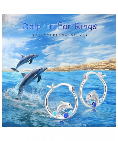 Dolphin Earrings for Women 925 Sterling Silver Wave Dolphin Earrings Dolphin Stud Earrings Dolphin Jewelry Women Gifts Teen G...