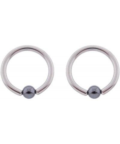 Pair of Steel Captive Bead Ring CBR w/Hematite Ball 12-10 Gauge 12 Gauge, 4mm Balls, 1/2" Diameter $7.24 Body Jewelry