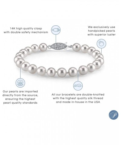 6-6.5mm White Japanese Akoya Cultured Pearl Bracelet for Women with 14K Gold $93.72 Bracelets