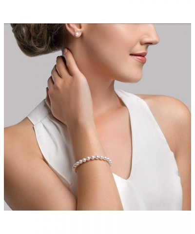 6-6.5mm White Japanese Akoya Cultured Pearl Bracelet for Women with 14K Gold $93.72 Bracelets