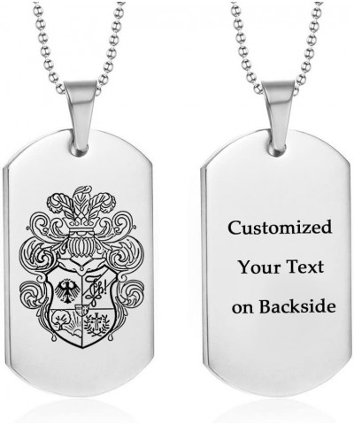 Personalized Family Crest Necklace for Men Women,Custom Name Coat of Arms Logo National Emblem Pendant Stainless Steel Milita...