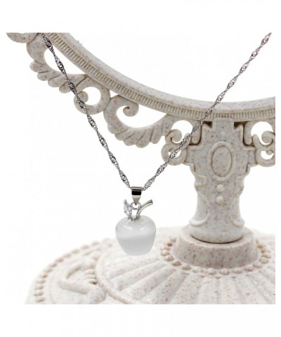 Charm Apple Pendant Collarbone Necklace Teacher Appreciation Gifts for Women Created White Jade Necklace YL007-White $6.75 Ne...