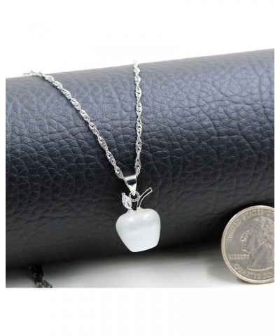 Charm Apple Pendant Collarbone Necklace Teacher Appreciation Gifts for Women Created White Jade Necklace YL007-White $6.75 Ne...