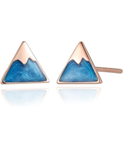 18k white gold plated 925 Sterling Sliver Aqua Blue Retro Triangle Stud Earrings Daily Collocation 18k rose-gold-plated-silve...