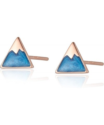 18k white gold plated 925 Sterling Sliver Aqua Blue Retro Triangle Stud Earrings Daily Collocation 18k rose-gold-plated-silve...