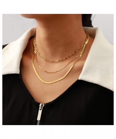 Gold Layered Necklace for Women 14K Gold Plated Layered Chain Necklace Set Shining Twisted Rope Simple Snake Chain 3 Layering...