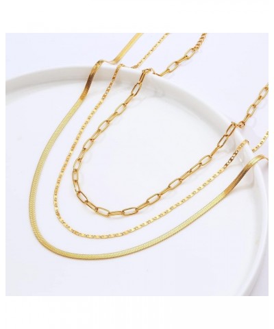 Gold Layered Necklace for Women 14K Gold Plated Layered Chain Necklace Set Shining Twisted Rope Simple Snake Chain 3 Layering...