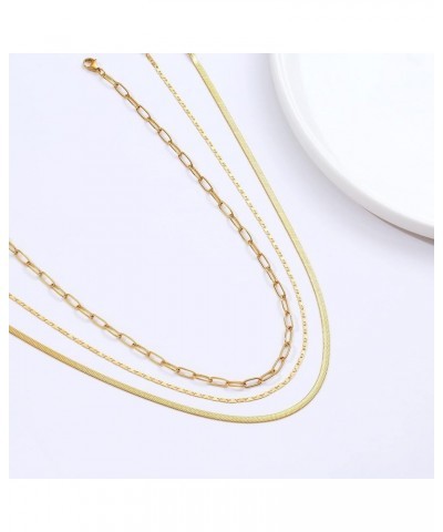 Gold Layered Necklace for Women 14K Gold Plated Layered Chain Necklace Set Shining Twisted Rope Simple Snake Chain 3 Layering...