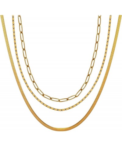 Gold Layered Necklace for Women 14K Gold Plated Layered Chain Necklace Set Shining Twisted Rope Simple Snake Chain 3 Layering...